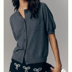 Anthropologie Maeve Short-Sleeve Crew-Neck Cardigan Sweater NWT XS